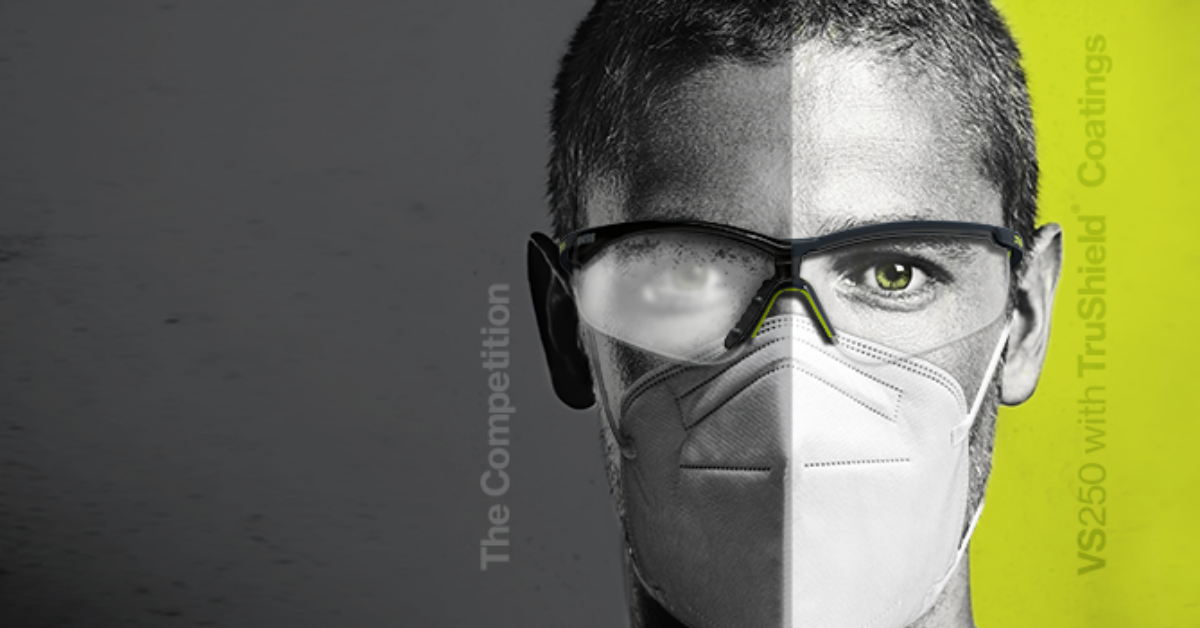 See why anti-fog safety glasses are essential with a face mask