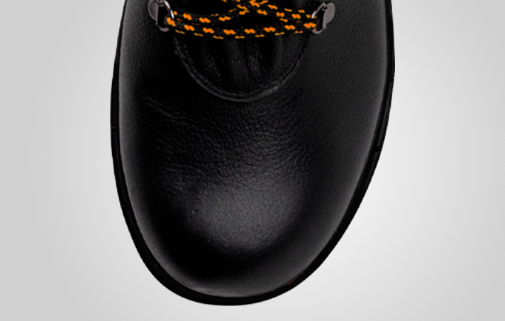 Up-close view of the Asphalt boot's exterior high-flex front zone with no stitching to minimize discomfort.