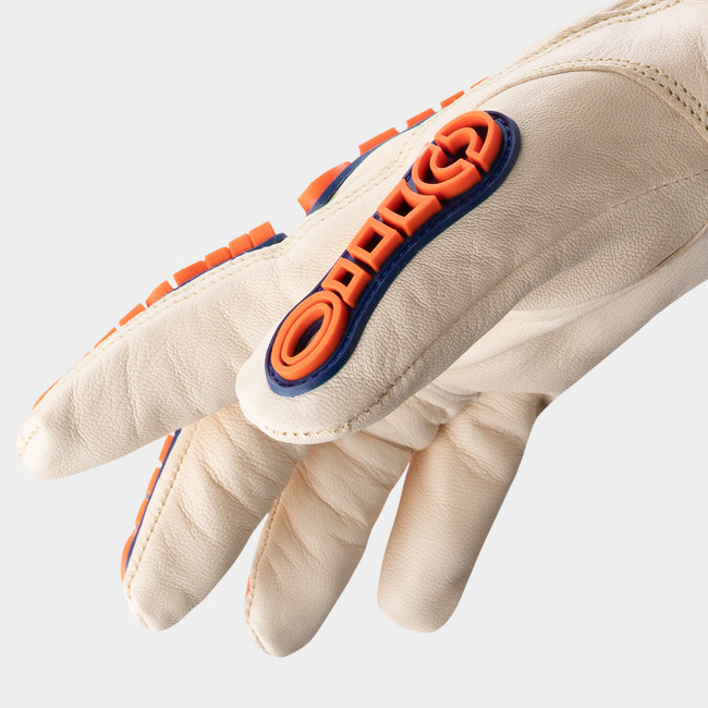 Side view of chromium-free Chrome SLT 4059IMP impact leather work glove.