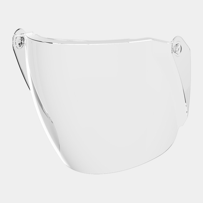 Slightly turned universal face shield window as it appears in space without being attached to TruSpan. 