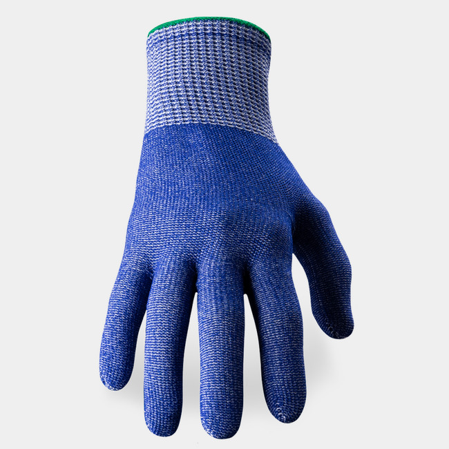 Back of hand view of Helix 3033 food safe gloves, showcasing the HPPE/fiberglass blend shell.
