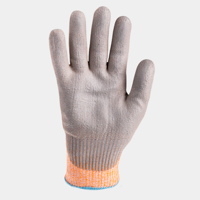 Palm view of Helix 2050 work gloves with grip, showcasing the polyurethane coating.