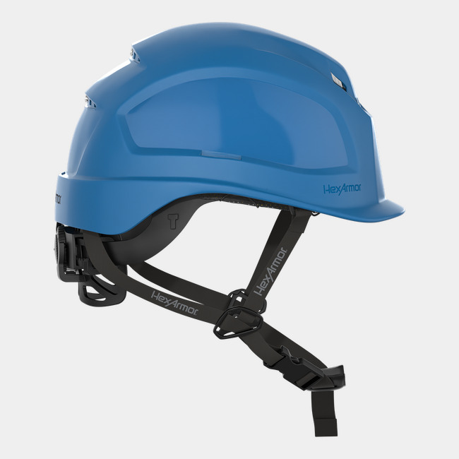 Ceros XP450A with Mips blue vented safety helmet as shown from the side.