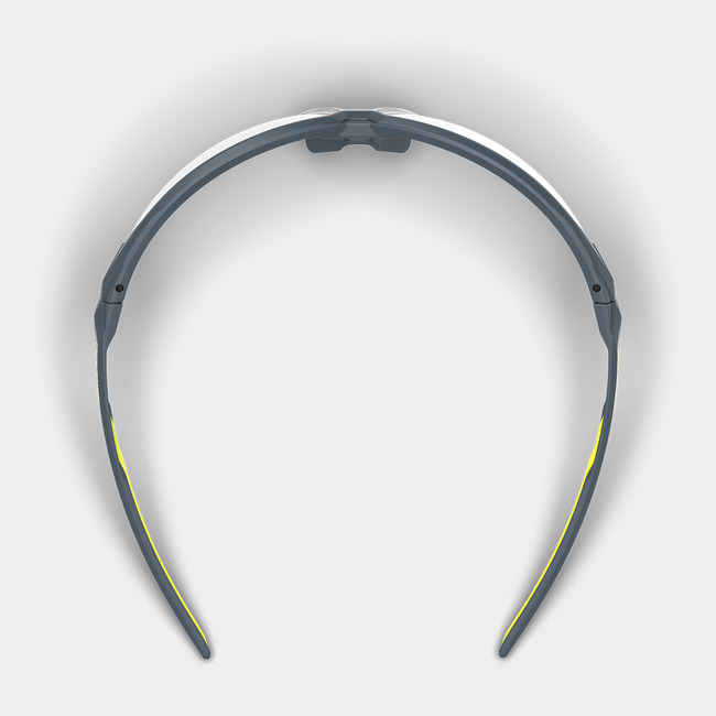 NX1 safety glasses from the top-down showcasing the dual hard and soft components.