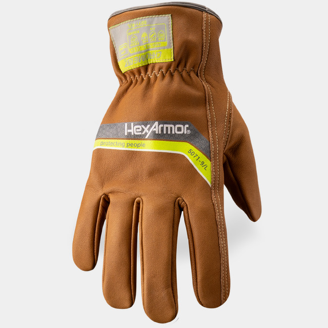 Back view of pfas-free chrome slt 5071 water and oil resistant gloves with sustainable leather treatment.