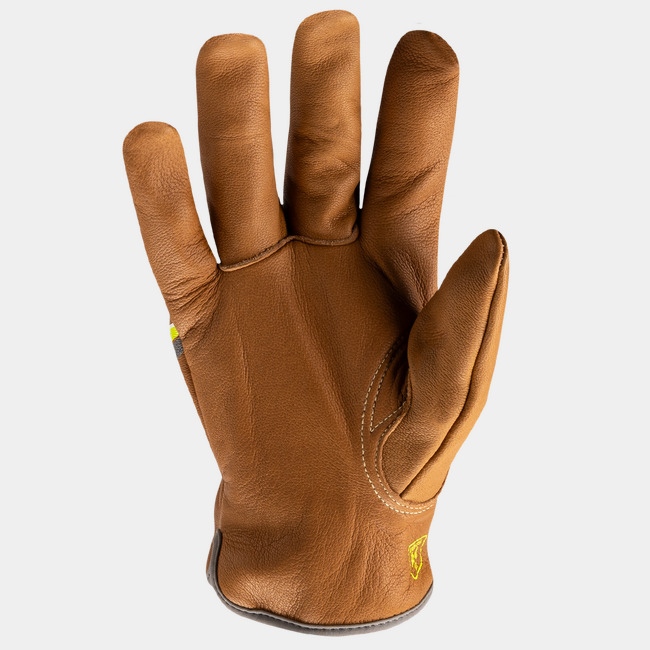 Palm view of chrome slt 5071 water and oil resistant gloves with sustainable leather treatment.