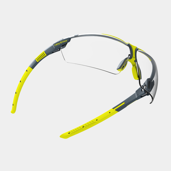 Floating VS300 premium safety glasses showcasing the optical clarity of the lenses. 