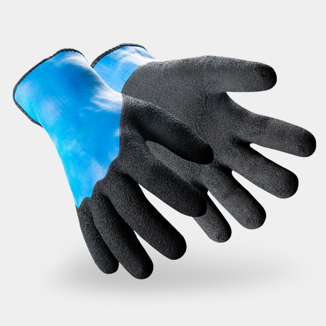 Black and blue Helix 3071 water-resistant gloves shown side by side as they might appear on your hands.