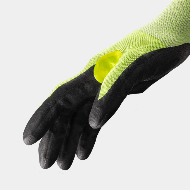Side view of the Helix 3062 cut-resistant gloves showcasing the reinforced thumb saddle.