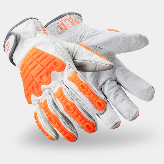 Chrome SLT 4067V arc flash resistant safety gloves shown as they might appear on your hands.