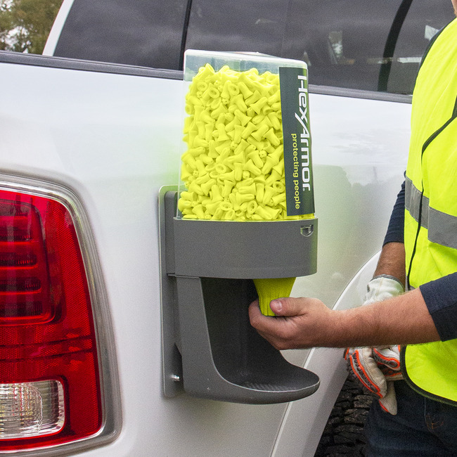Turn2 refillable earplug dispenser sideview image