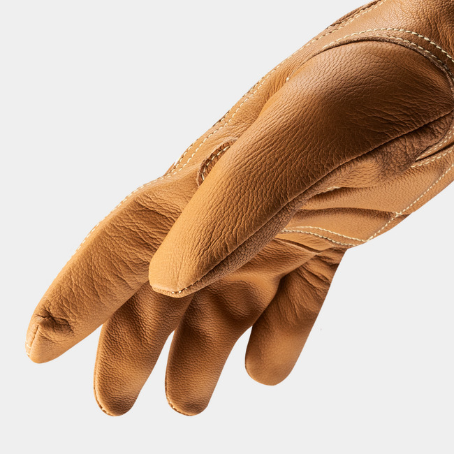 Side view of pfas-free chrome slt 5072 padded palm work gloves with sustainable leather treatment.