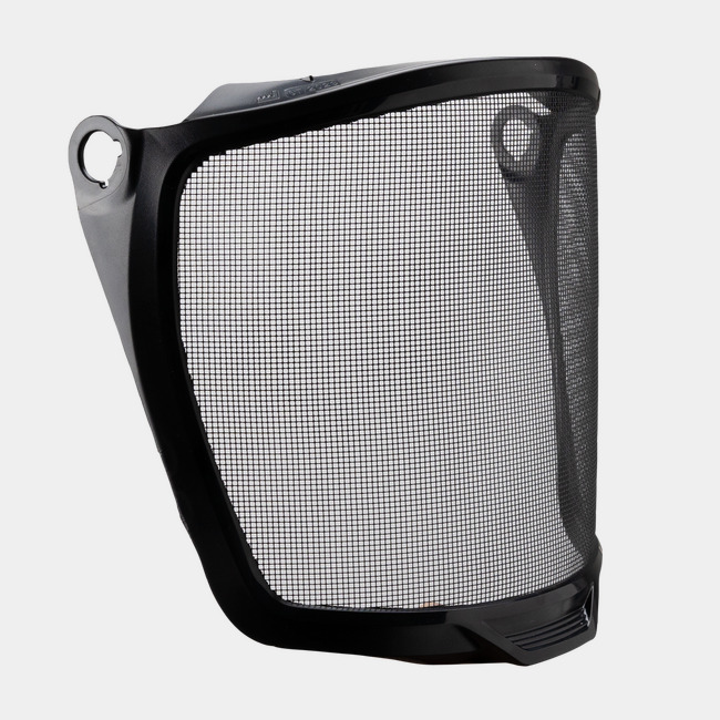 Mesh face shield replacement window shown from a slightly angled view. 