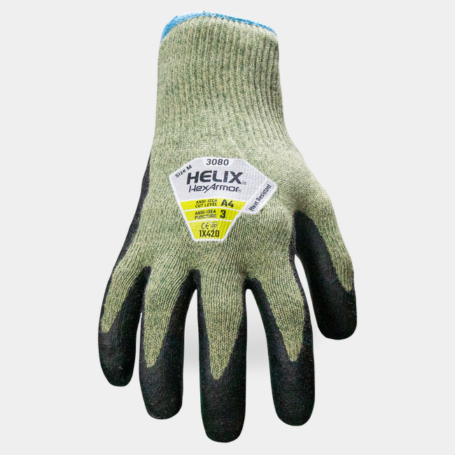 Back of hand view of Helix 3080 arc flash gloves.