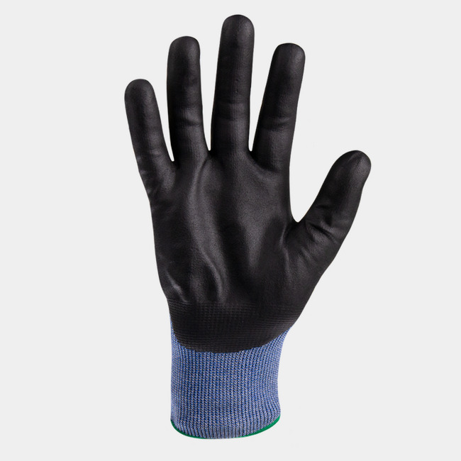 Palm view of Helix 3016 high-dexterity work gloves, showing the foam nitrile palm.