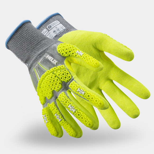 View of the Helix 3014IMP eco-friendly impact gloves as they might appear on your hands.