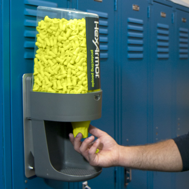 Turn2 refillable earplug dispenser Frontview image