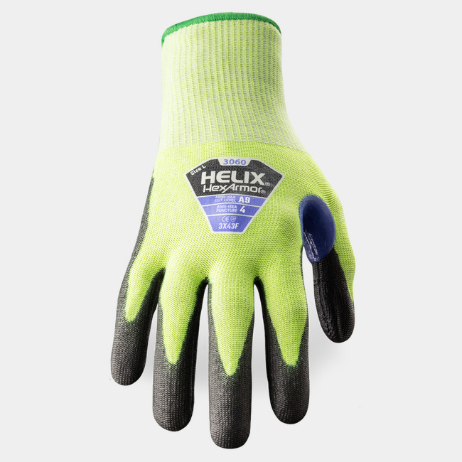 Back of hand view of Helix  3060 cut-resistant gloves.