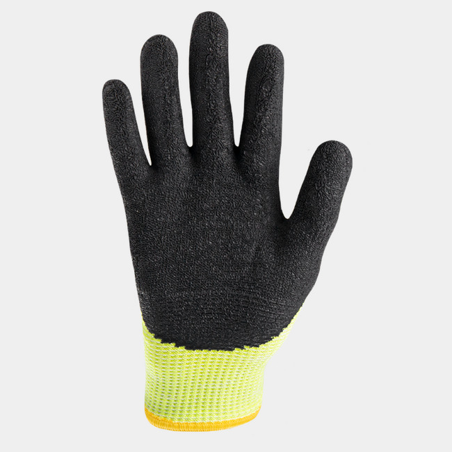 Palm view of Helix 2061 puncture-resistant gloves, showcasing the natural rubber latex coating.