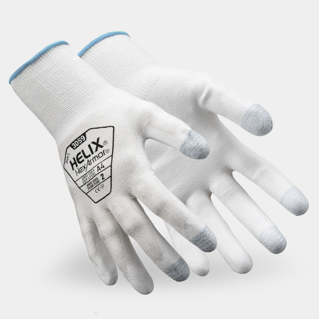 White Helix 3059 general purpose safety gloves as they might appear on your hands.