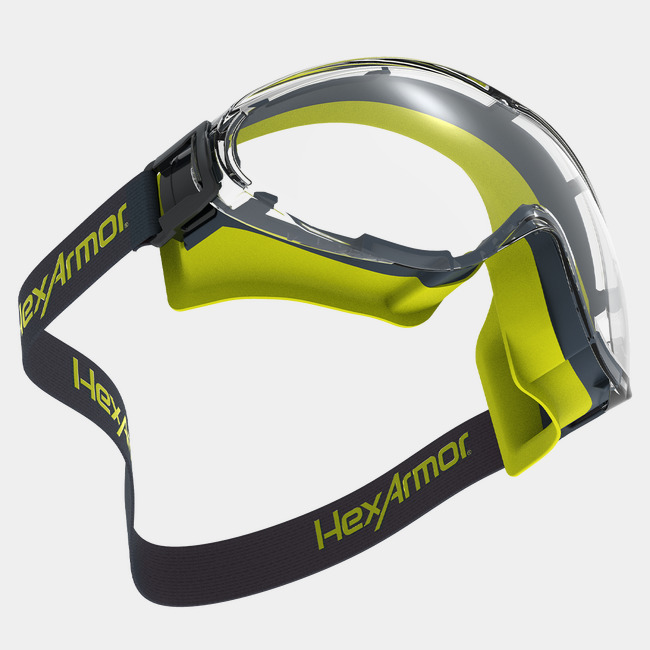 LT300 safety goggles showcasing the optical clarity of the lens.