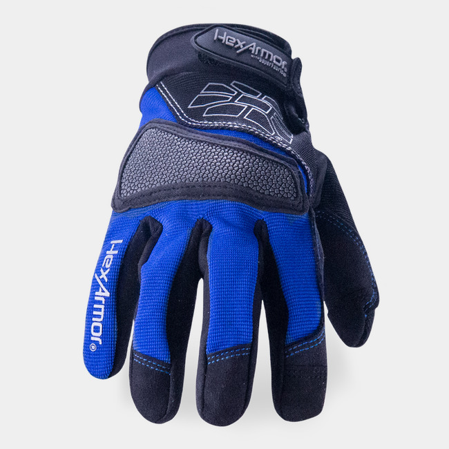 Back of hand view of Chrome Series safety gloves showing the cut-resistant knuckle patch.
