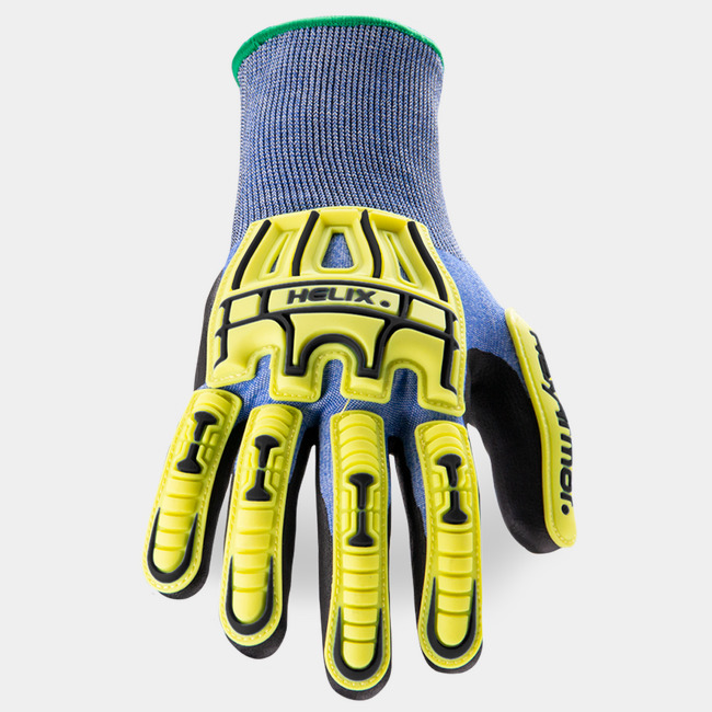 Back of hand view of Helix 3016 impact-resistant gloves, showing the IR-X impact guards.