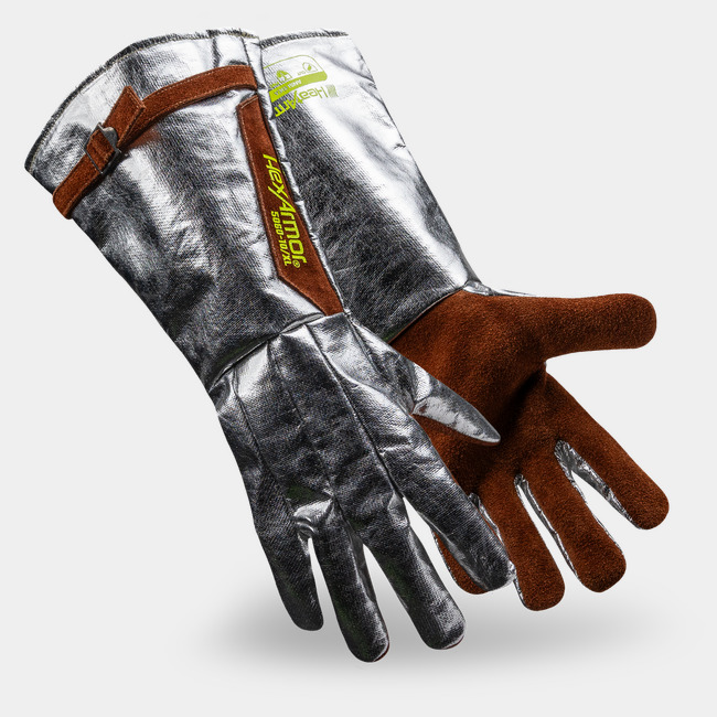 Side-by-side HeatArmor 5060 welding gloves as they might appear on your hands.
