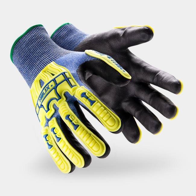 Black, blue, and hi-vis Helix 3015 impact gloves shown side by side as they might appear on your hands.