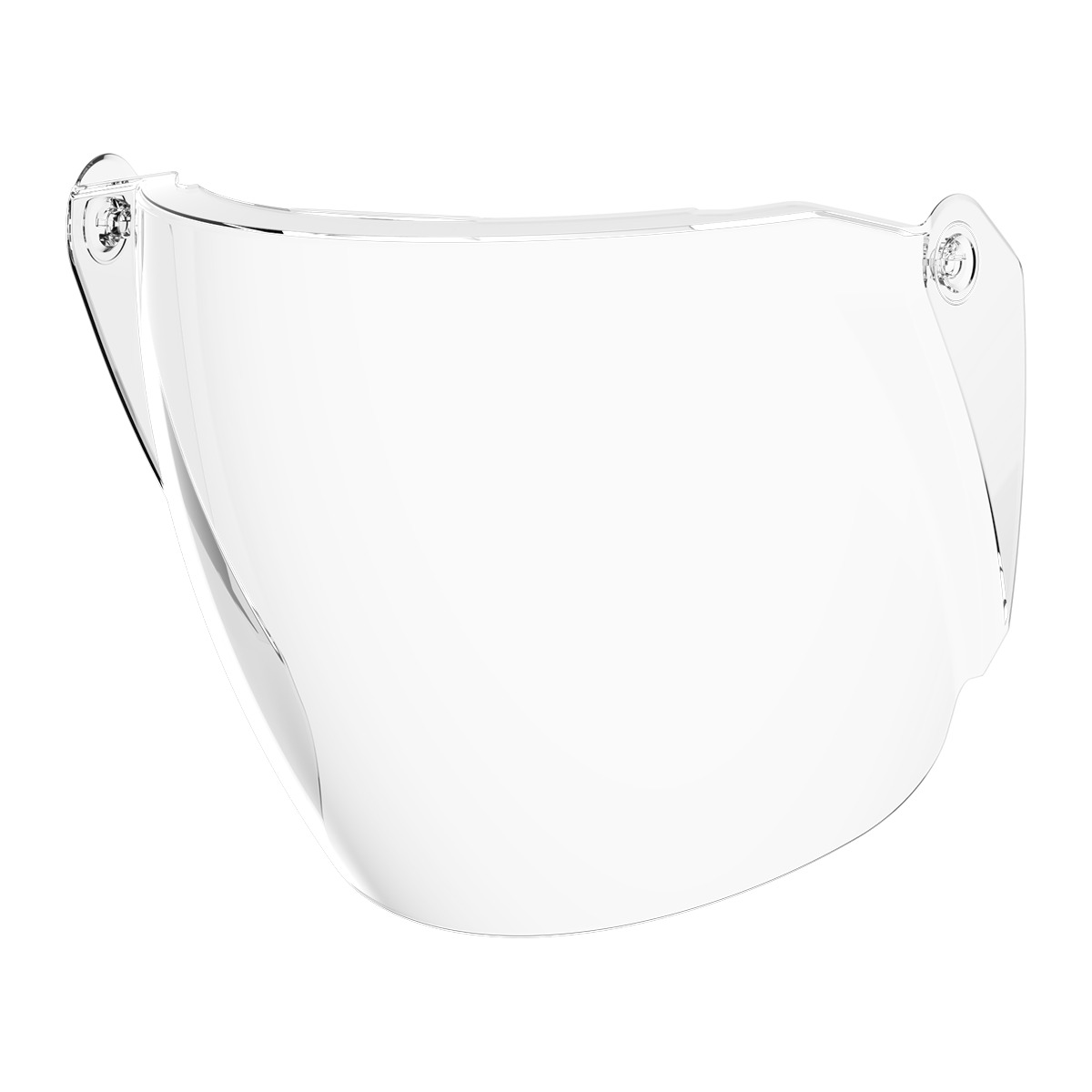 Slightly turned universal face shield window as it appears in space without being attached to TruSpan. 