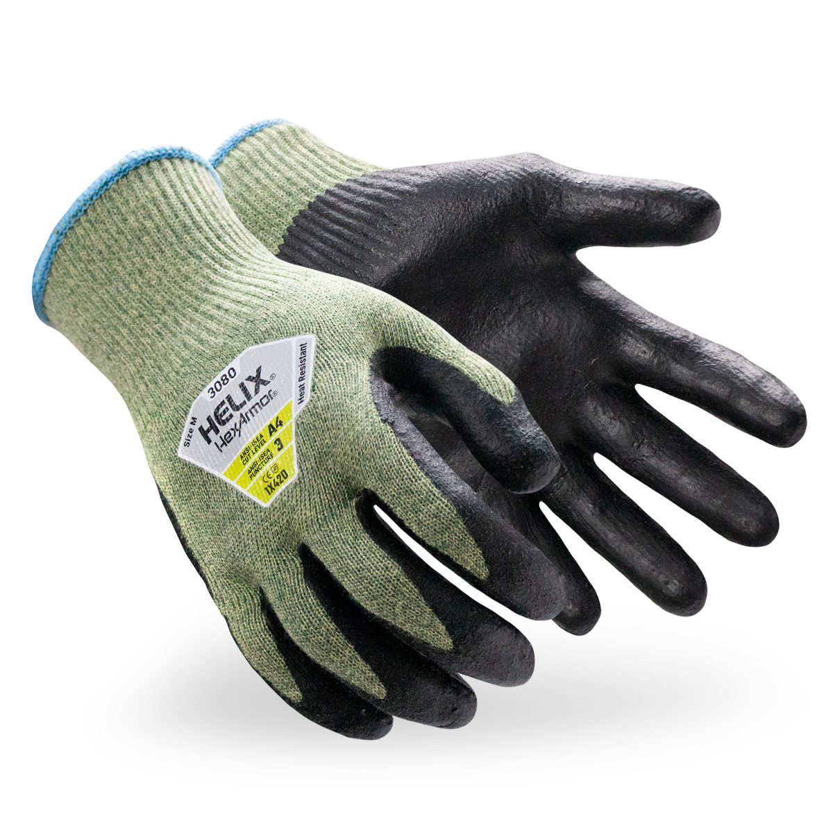 Helix 3080 heat-resistant gloves as they might appear on your hands.