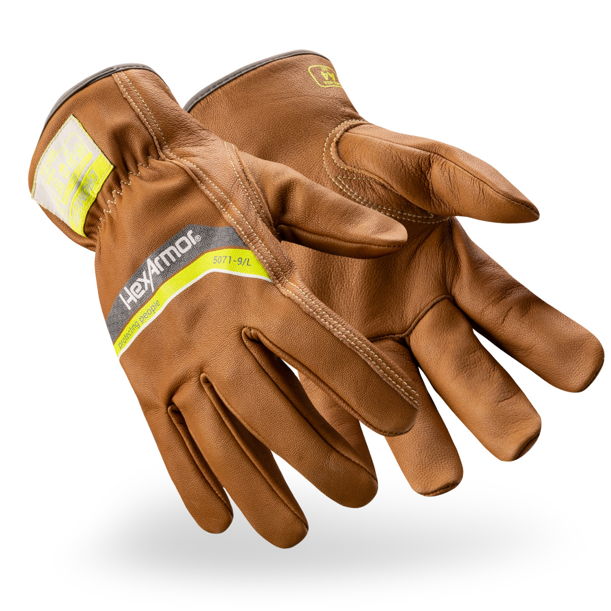 Pair of pfas-free chrome slt 5071 water and oil resistant gloves with sustainable leather treatment.