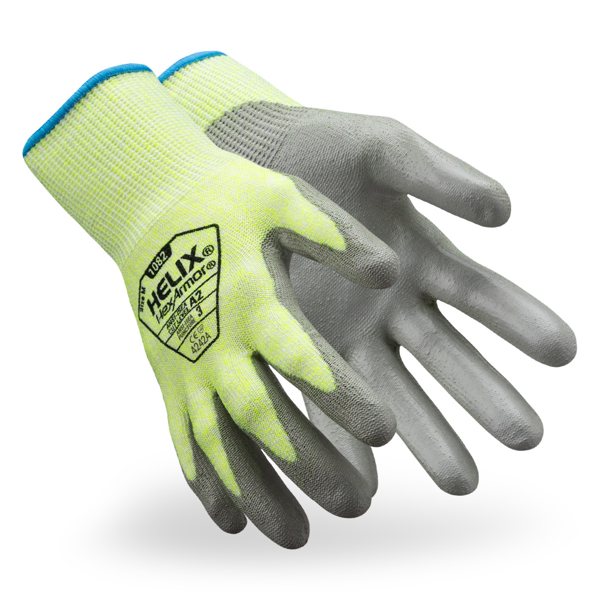 The Helix 1082 safety gloves as they might appear on your hands.