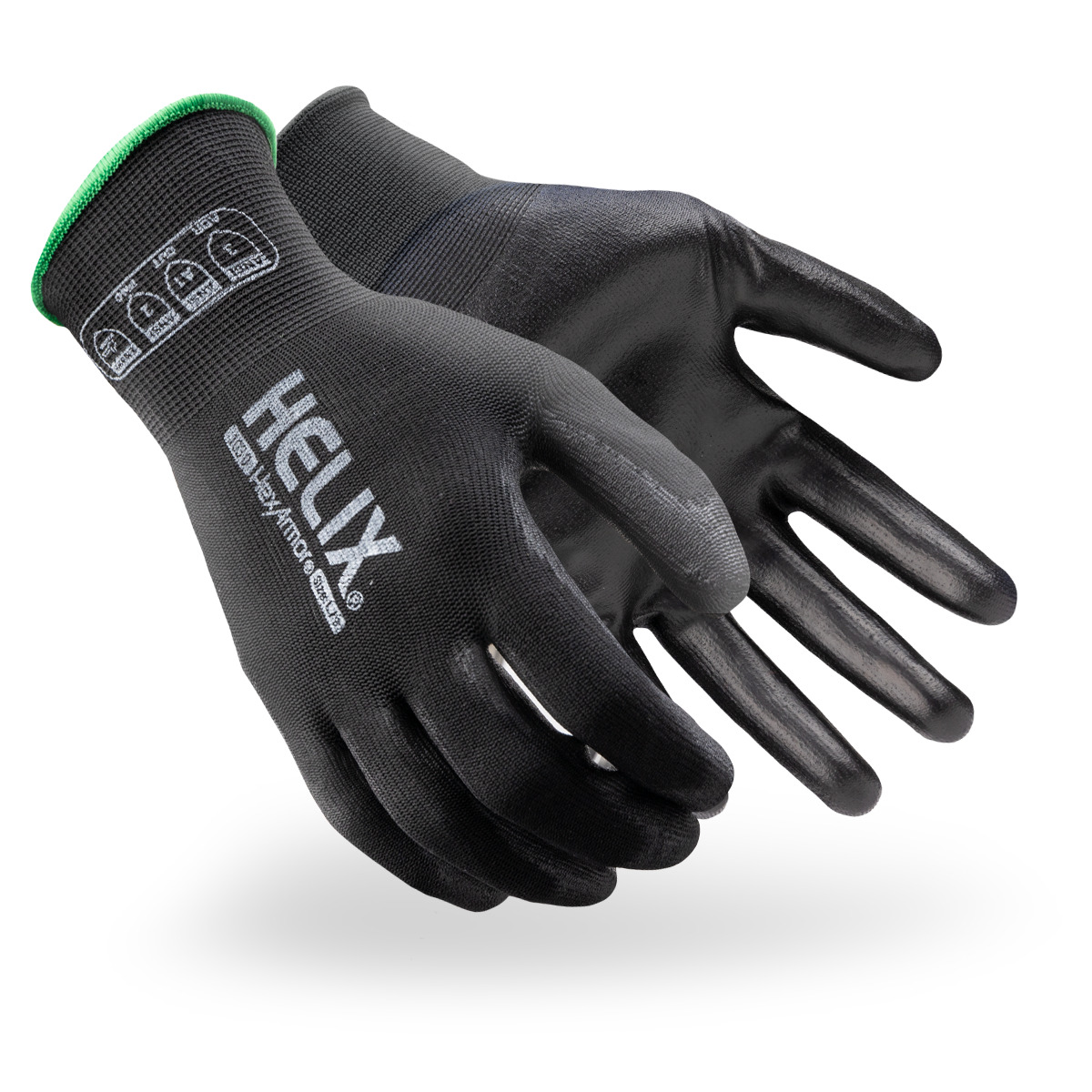 Black Helix 1030 utility gloves shown side by side as they might appear on your hands.
