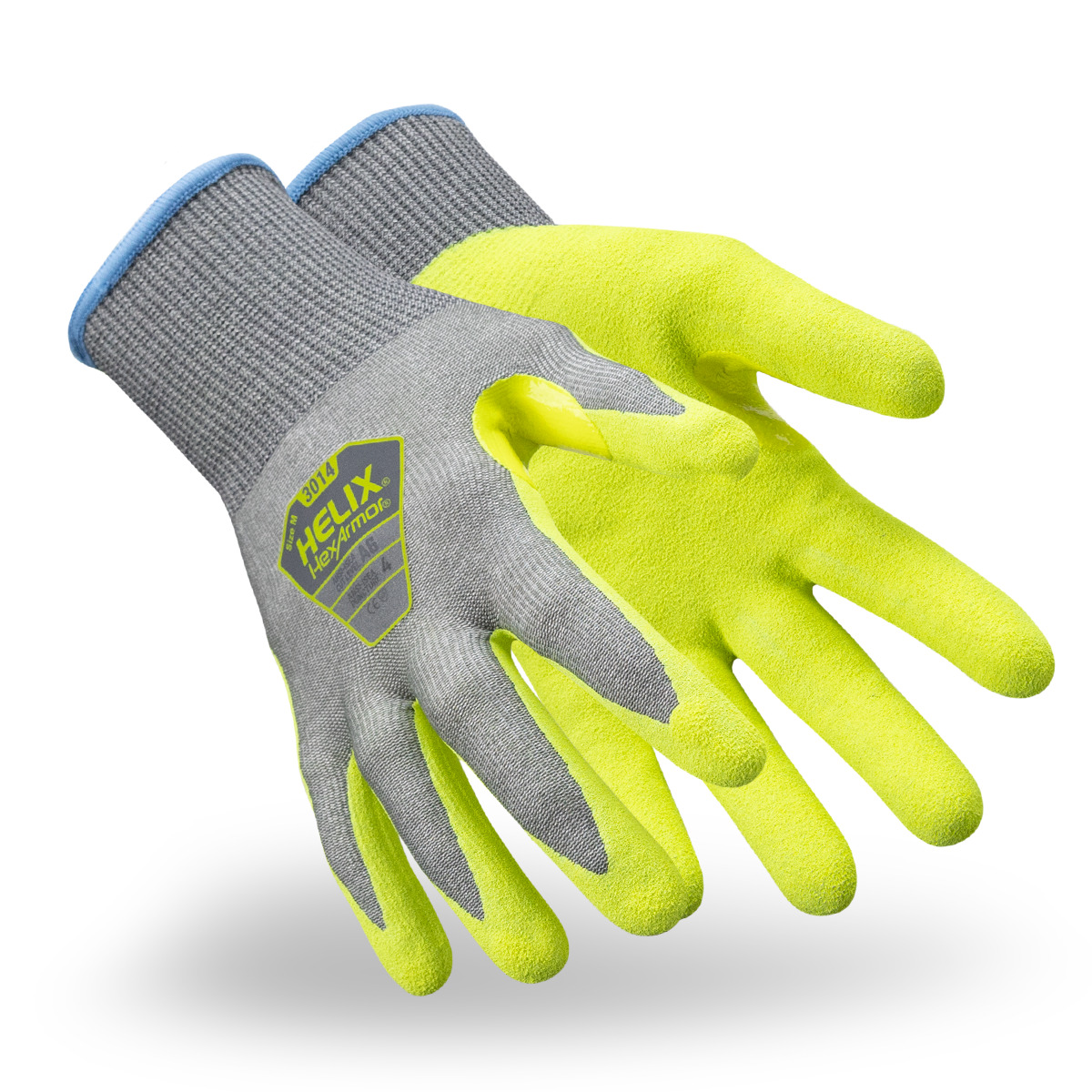 View of the Helix 3014 eco-friendly cut-resistant gloves as they might appear on your hands.