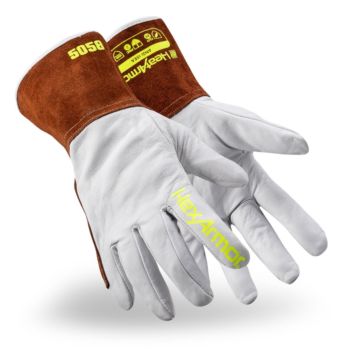 HeatArmor 5058 cut-resistant welding gloves as they might appear on your hands.